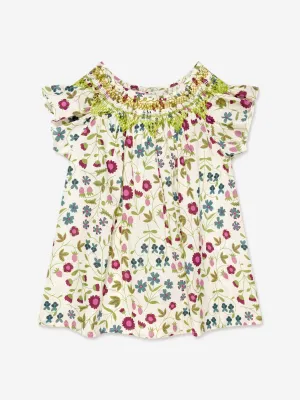 Bonpoint Girls Ella Smocked Blouse in Multicolour