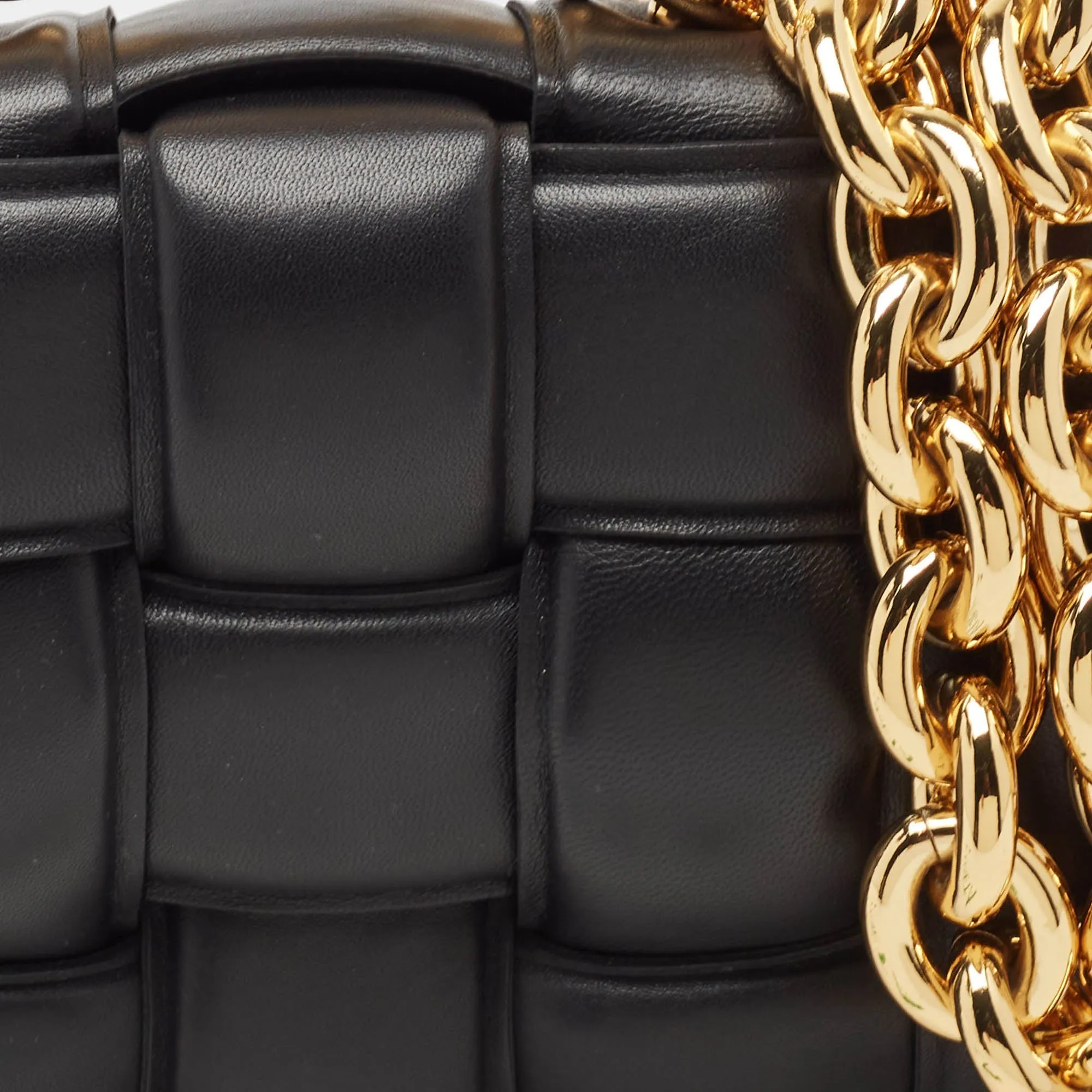 Bottega Veneta Black Padded Leather Cassette Chain Bag