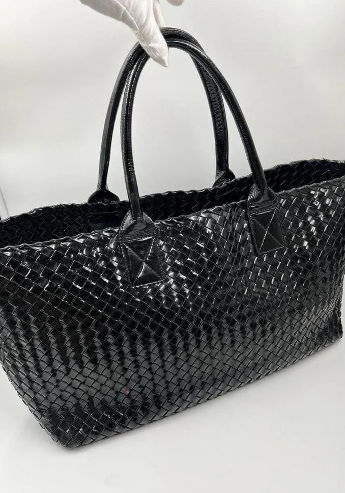 Bottega Veneta Intrecciato Patent Leather Tote