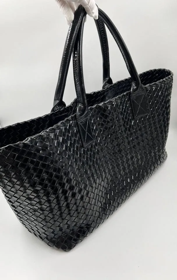 Bottega Veneta Intrecciato Patent Leather Tote