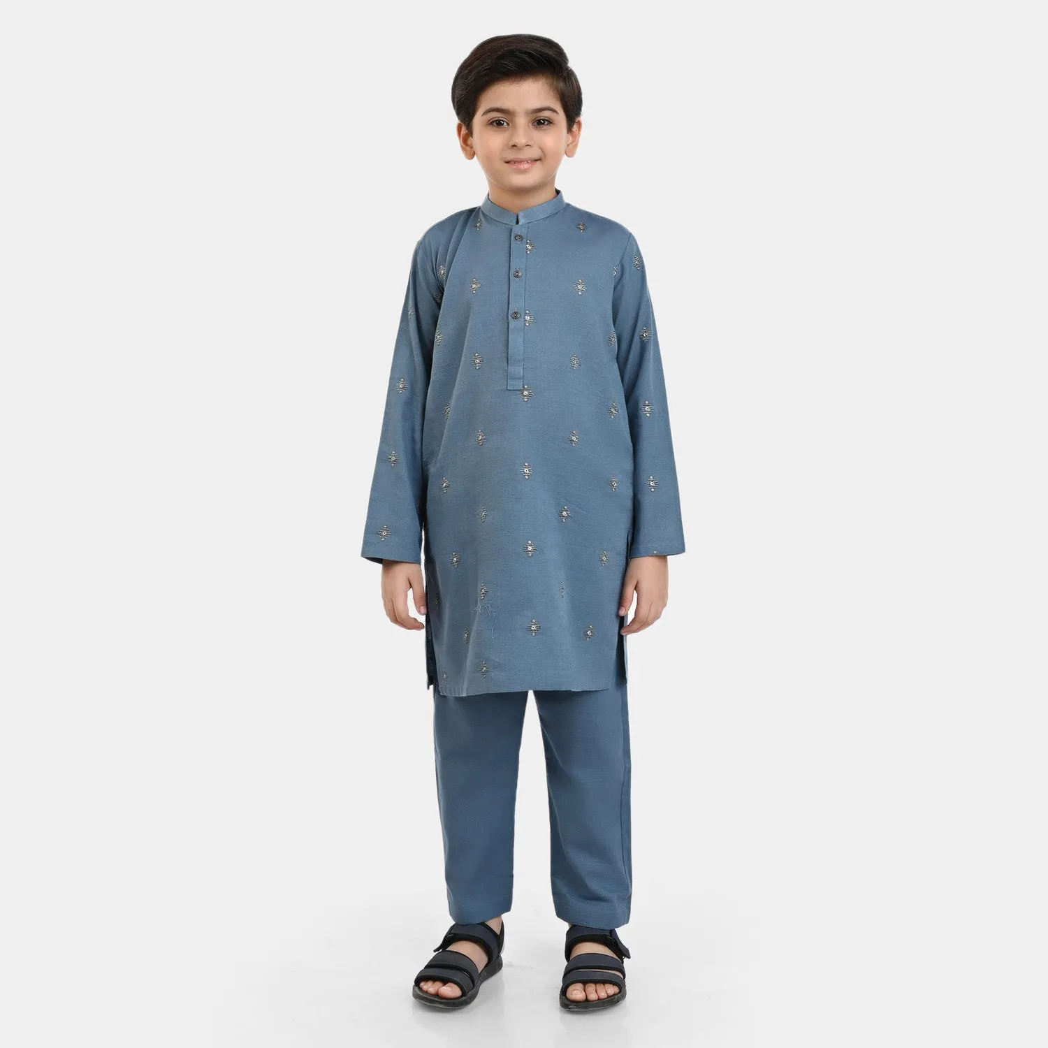 Boys khaddar 2 piece suit Embroidered -P/Blue