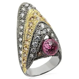 Brass Ring AAA GRD CZ Multi LO1001 for Women Style Rhodium Gold 