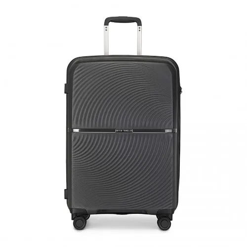 British Traveller 24 Inch Spinner Hard Shell Suitcase with TSA Lock - Lightweight & Durable in Black