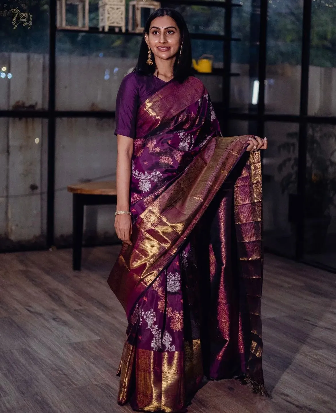 Brood Purple Soft Silk Saree With Smart Blouse Piece