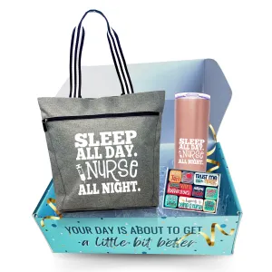 Brooke and Jess Designs - Night Nurse Sleep all Day Lexie Tote Bag, Nurse All Night 20 oz Skinny Tumbler, and Magnet Gift Bundle Set