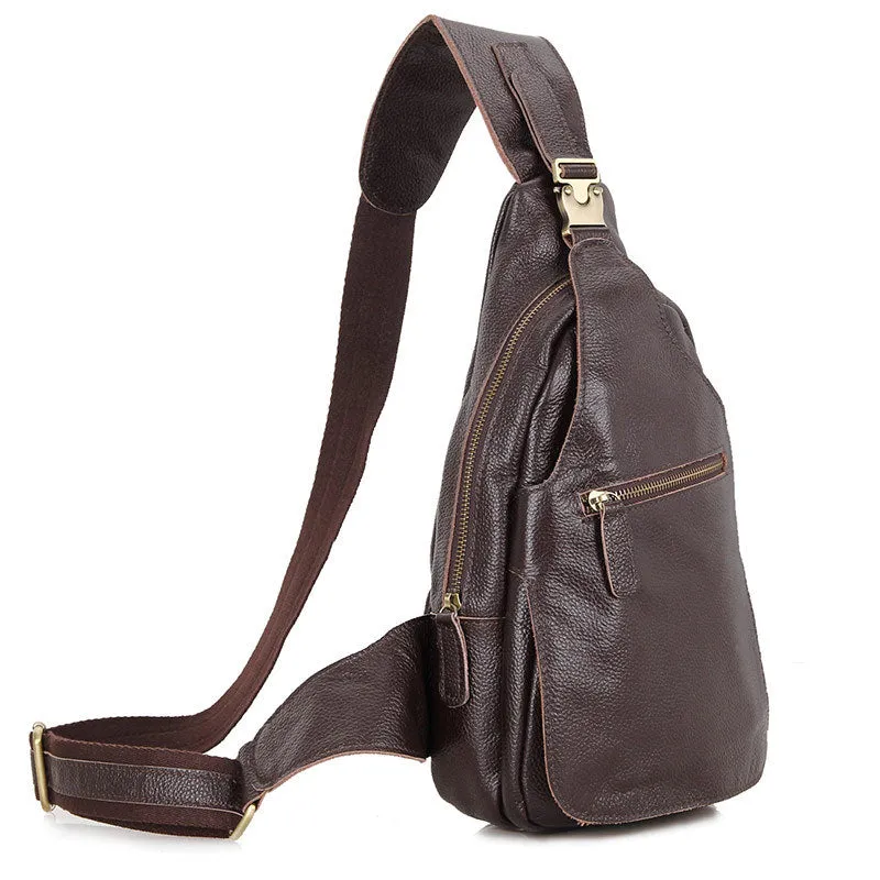 Brown Single Sling Shoulder Bag For Men