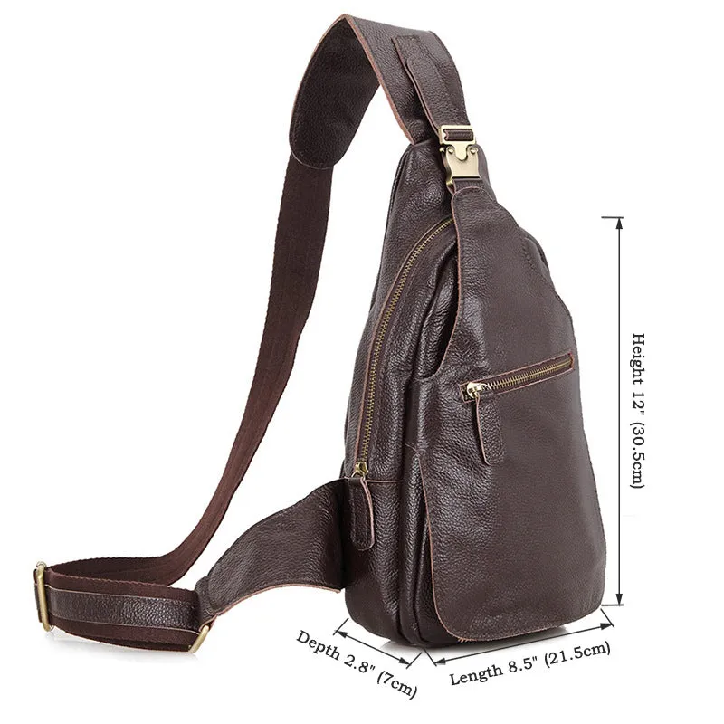 Brown Single Sling Shoulder Bag For Men