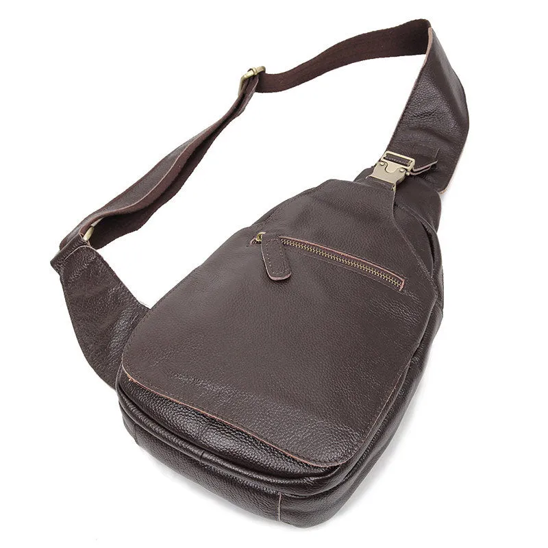 Brown Single Sling Shoulder Bag For Men