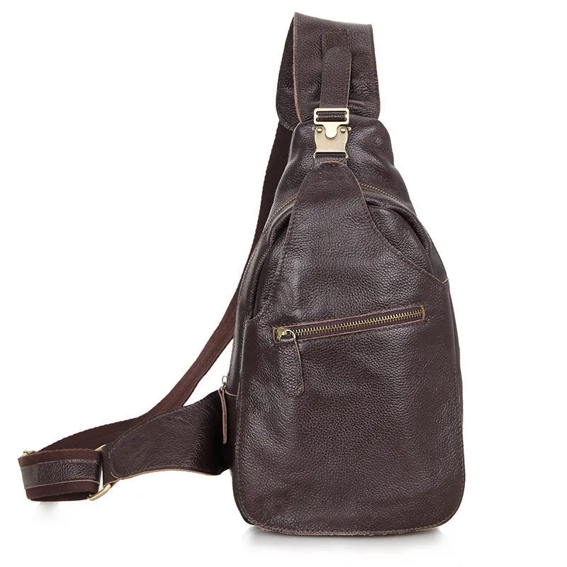 Brown Single Sling Shoulder Bag For Men