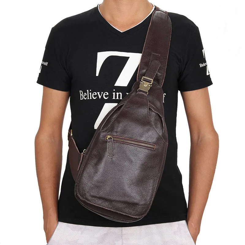 Brown Single Sling Shoulder Bag For Men