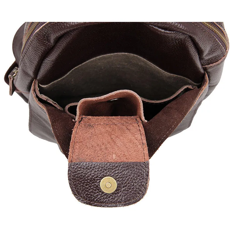 Brown Single Sling Shoulder Bag For Men