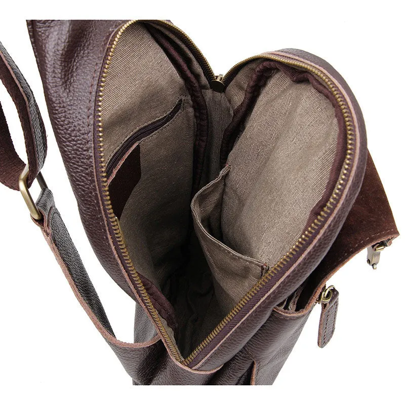 Brown Single Sling Shoulder Bag For Men