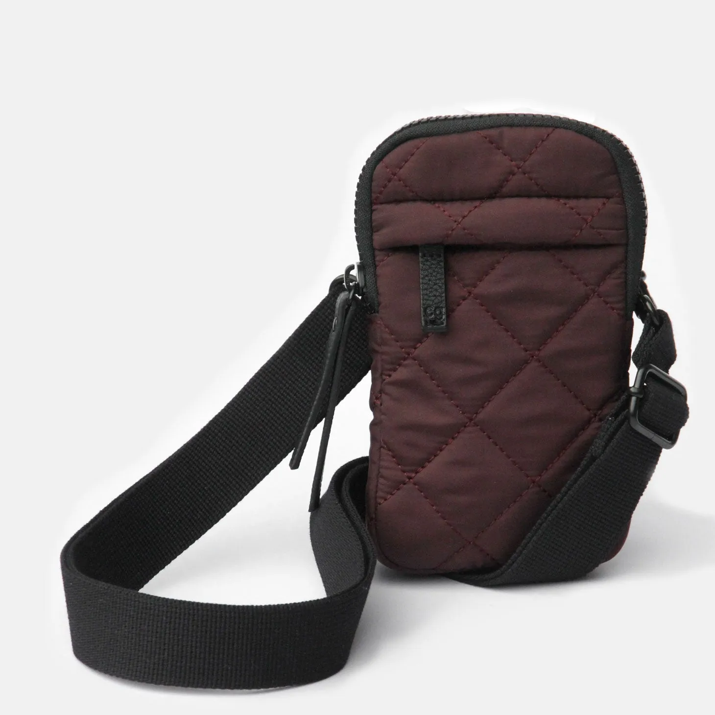 Burgundy Quilted Phone Pouch Bag