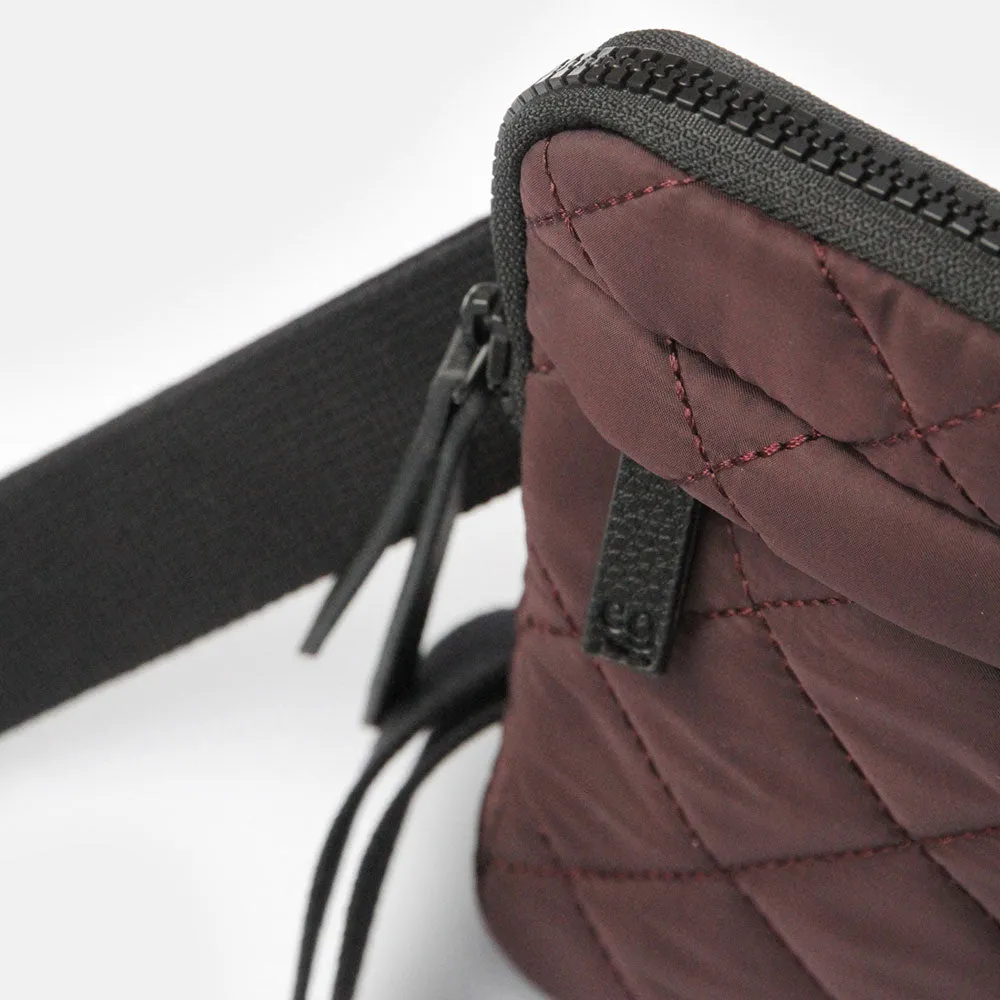 Burgundy Quilted Phone Pouch Bag