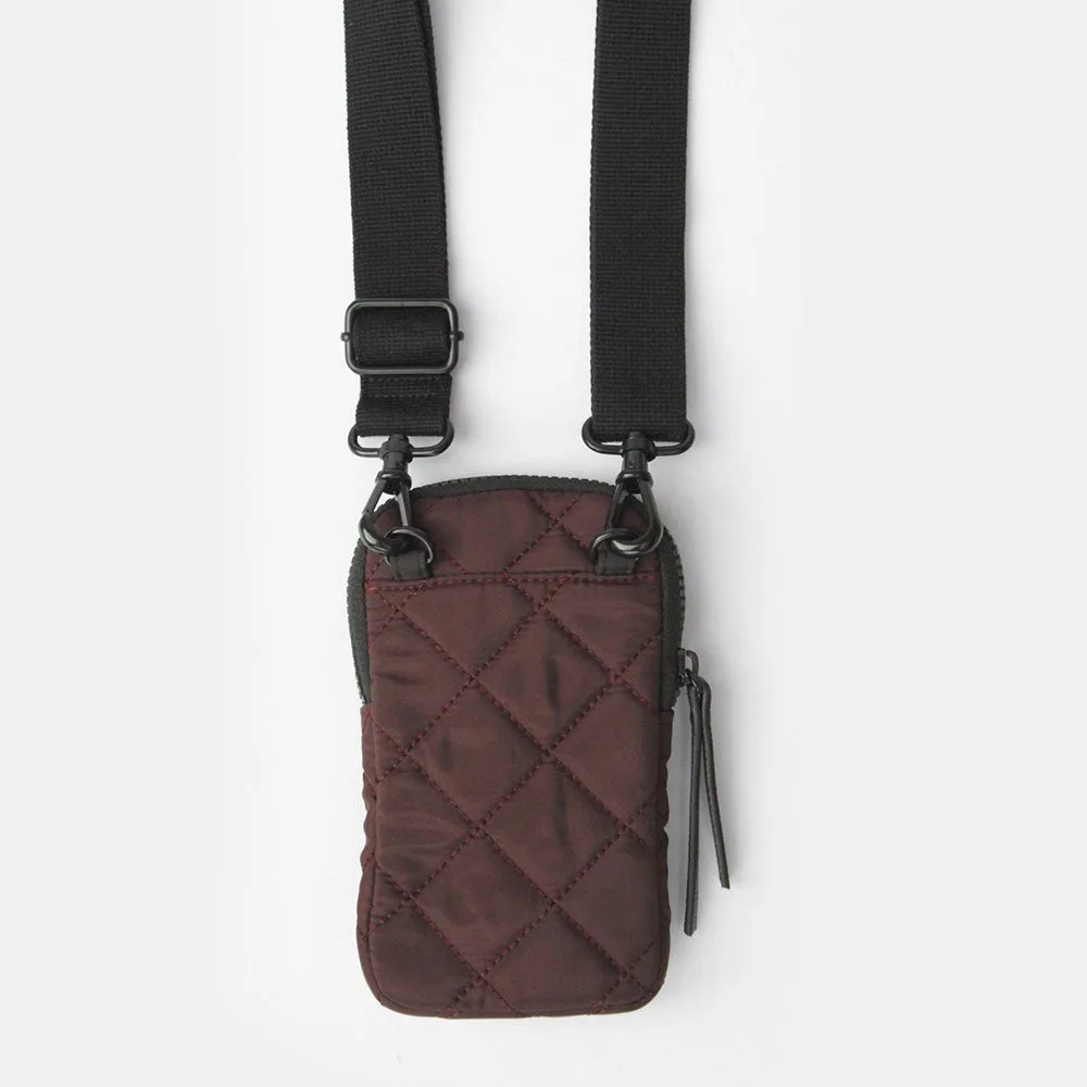 Burgundy Quilted Phone Pouch Bag