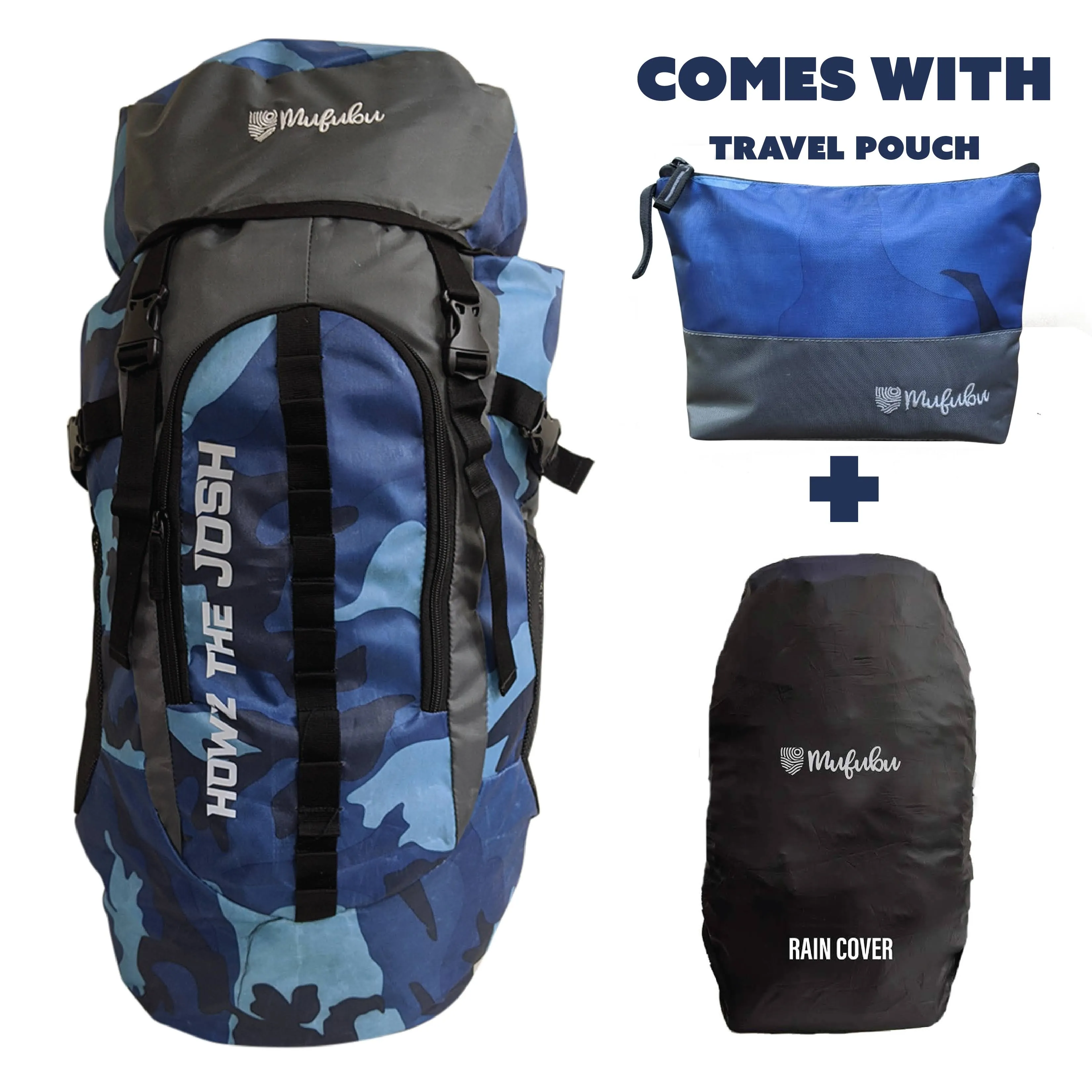 Camouflage 45 LTR Blue & Grey Rucksack