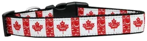 Canadian Flag In Swirls Nylon Cat Collar