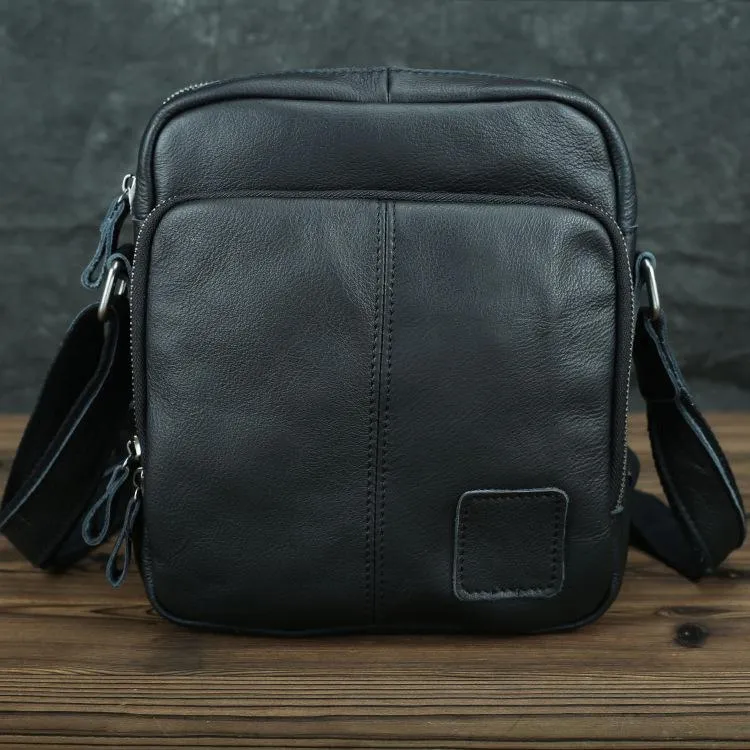 Casual Leather Brown Mens Vintage Small Side Bag Vertical Messenger Bag Shoulder Bags For Men