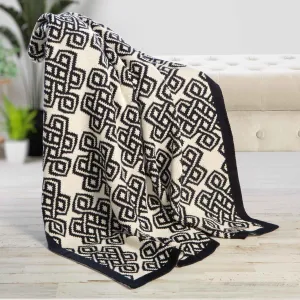 Celtic Novelty Pattern Wool Throw- Navy