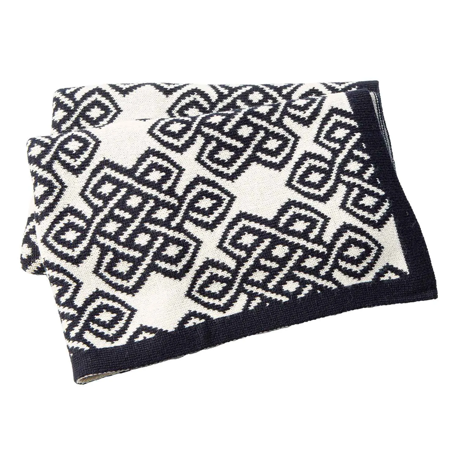 Celtic Novelty Pattern Wool Throw- Navy