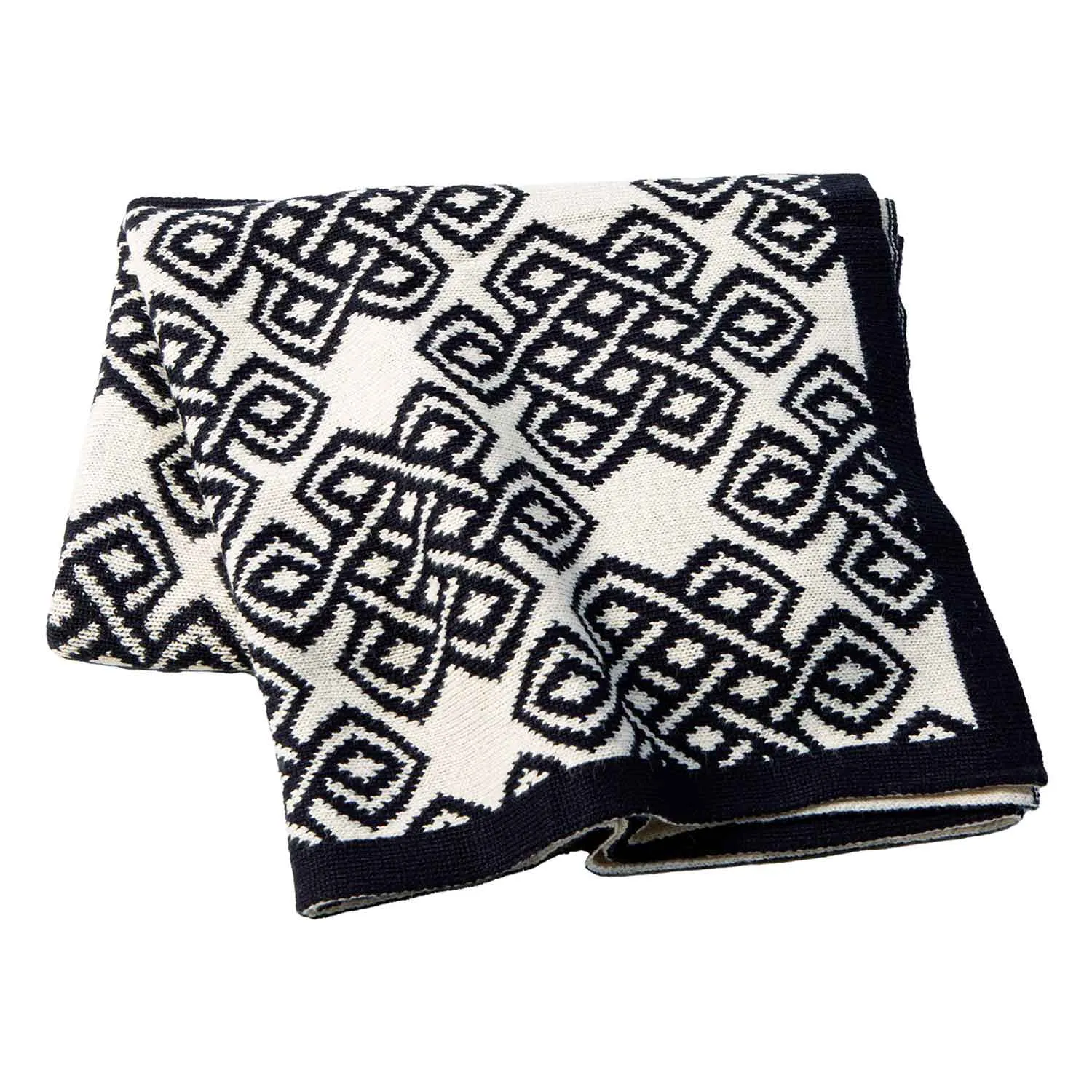 Celtic Novelty Pattern Wool Throw- Navy