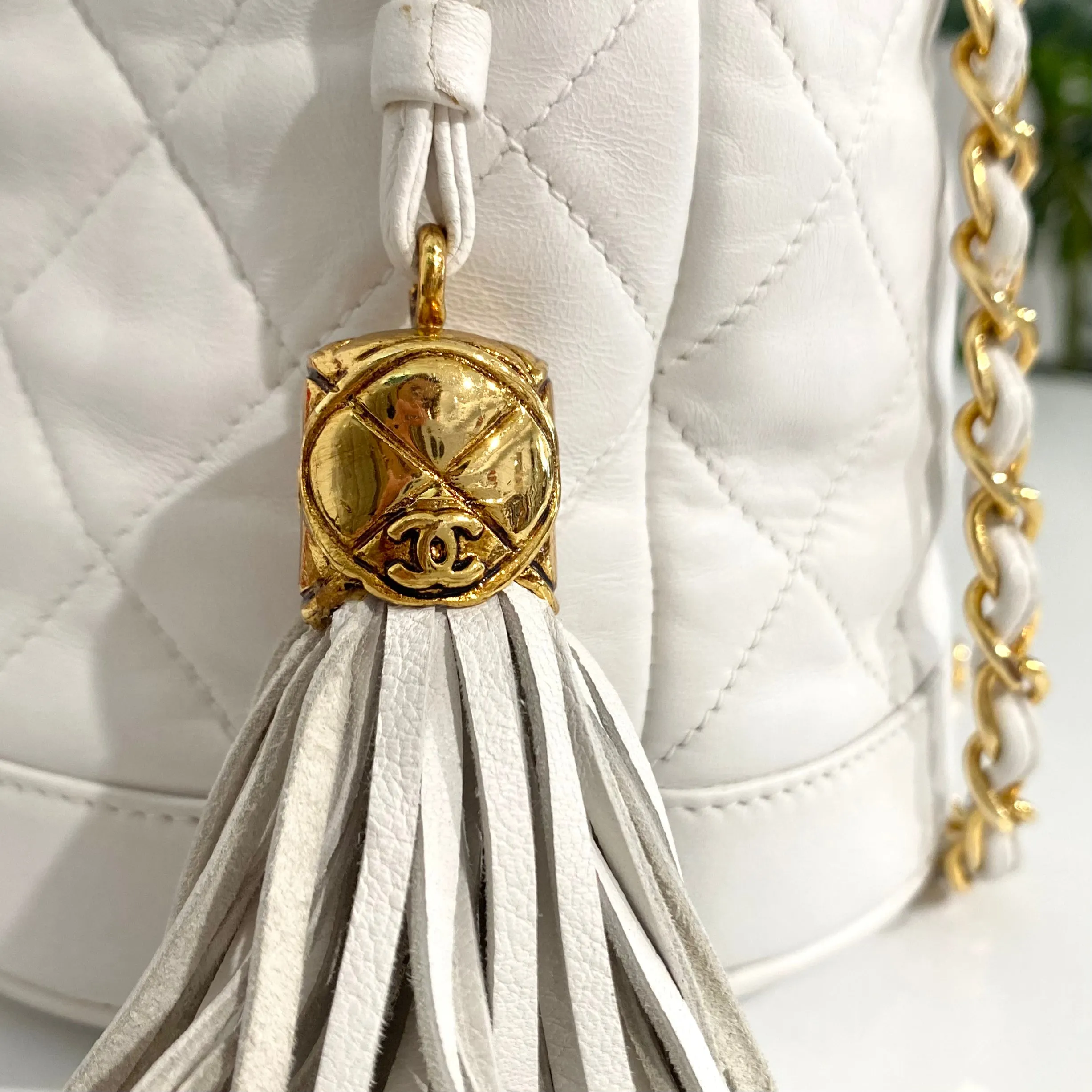 Chanel Vintage White Bucket Bag