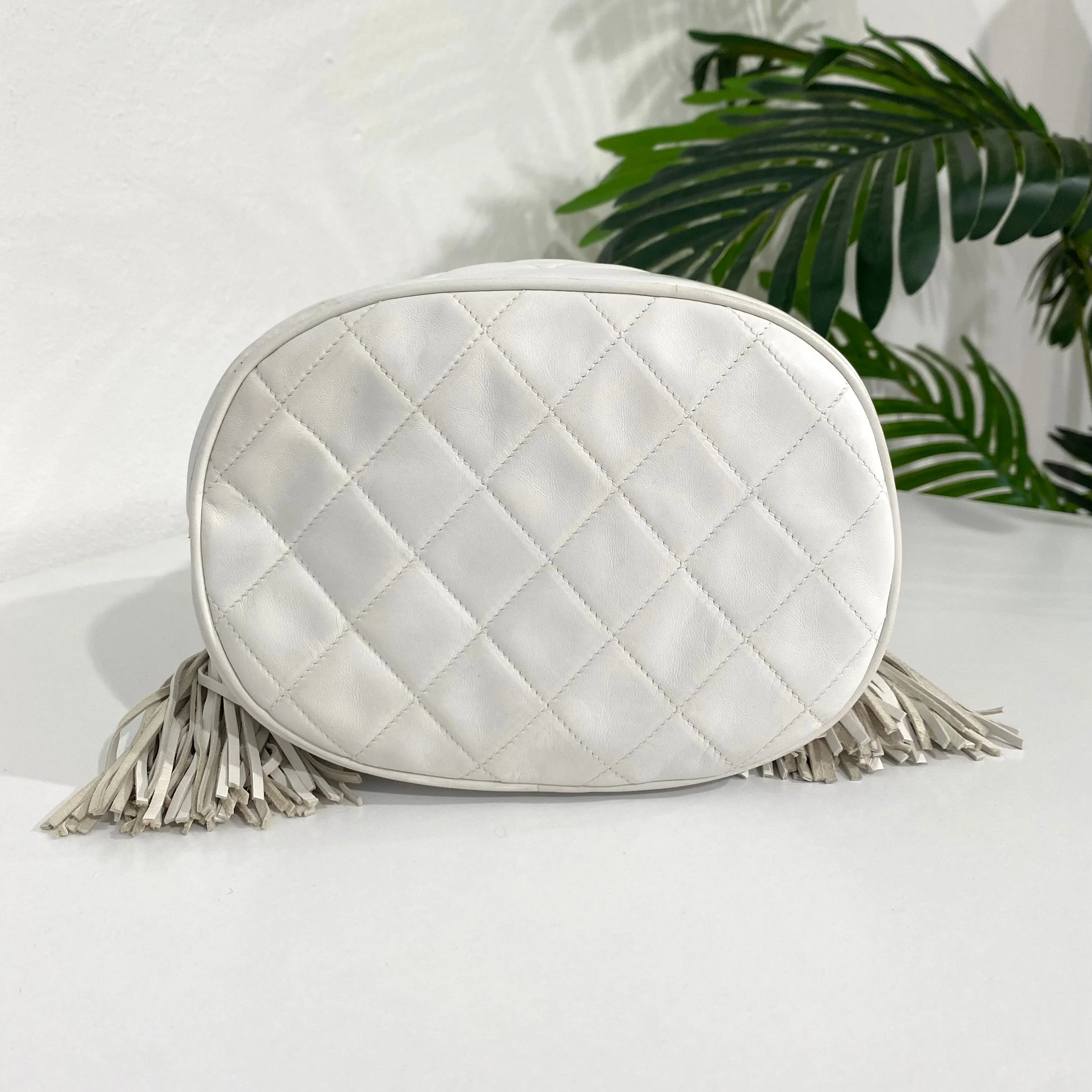 Chanel Vintage White Bucket Bag