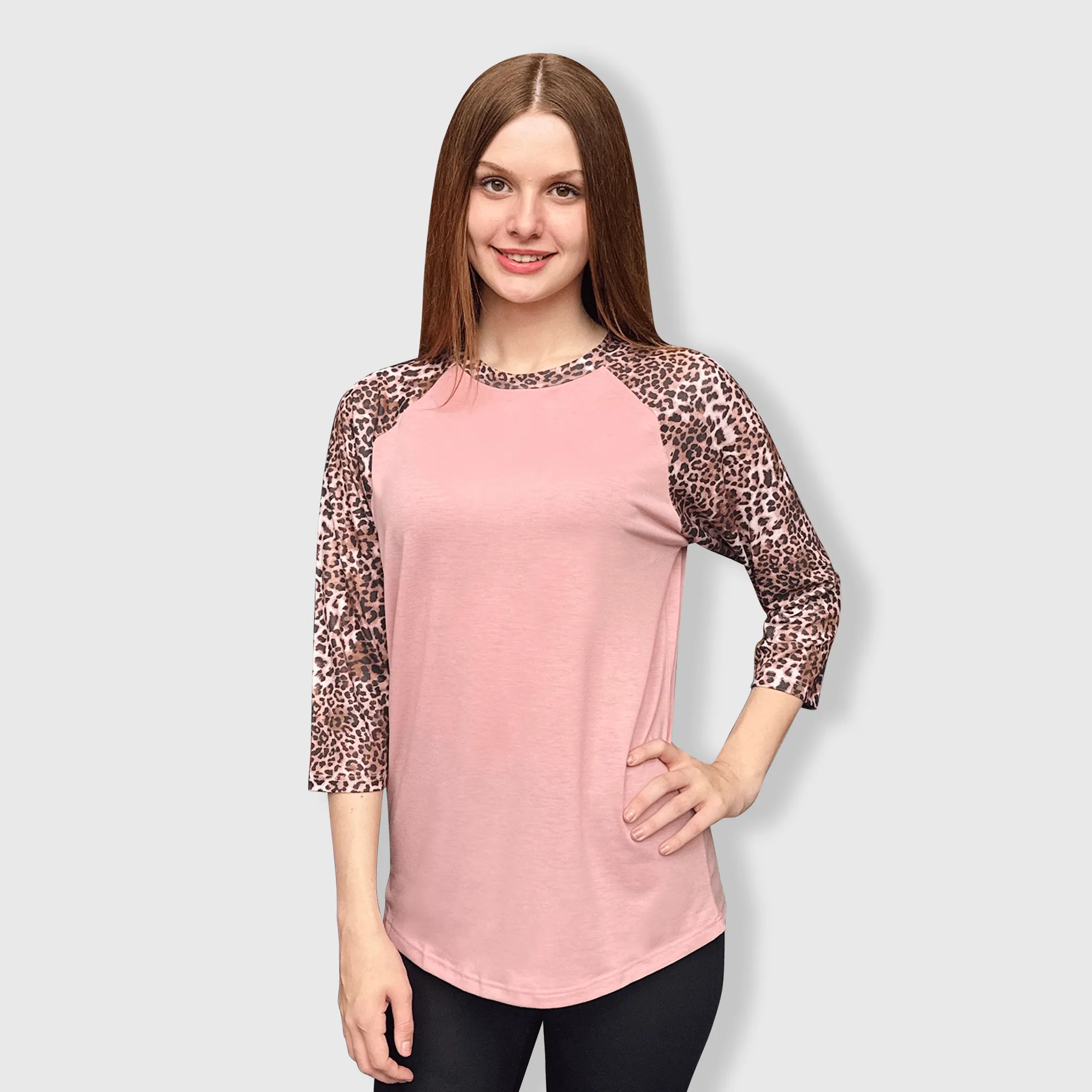 Cheetah Dusty Pink Polyester Top