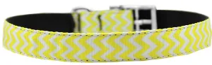 Chevrons Nylon Dog Collar with classic buckle 3-4" Yellow Size 20