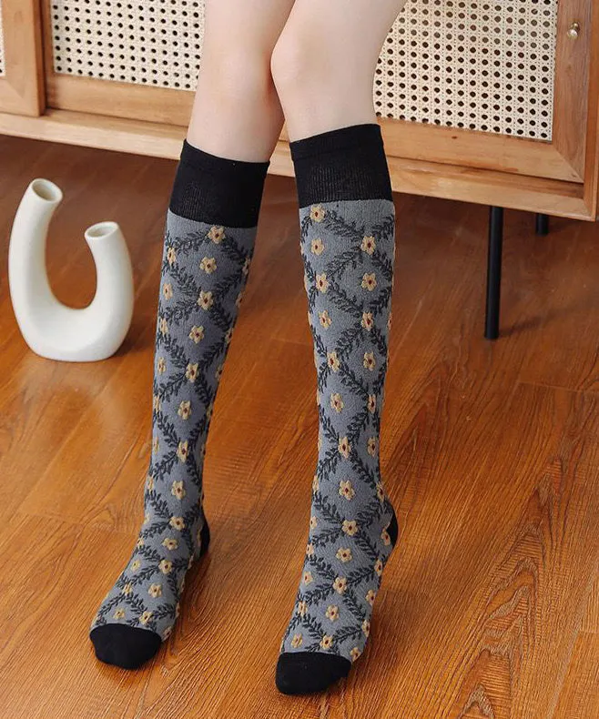 Chic Flower Jacquard Cotton Excecutive Socks