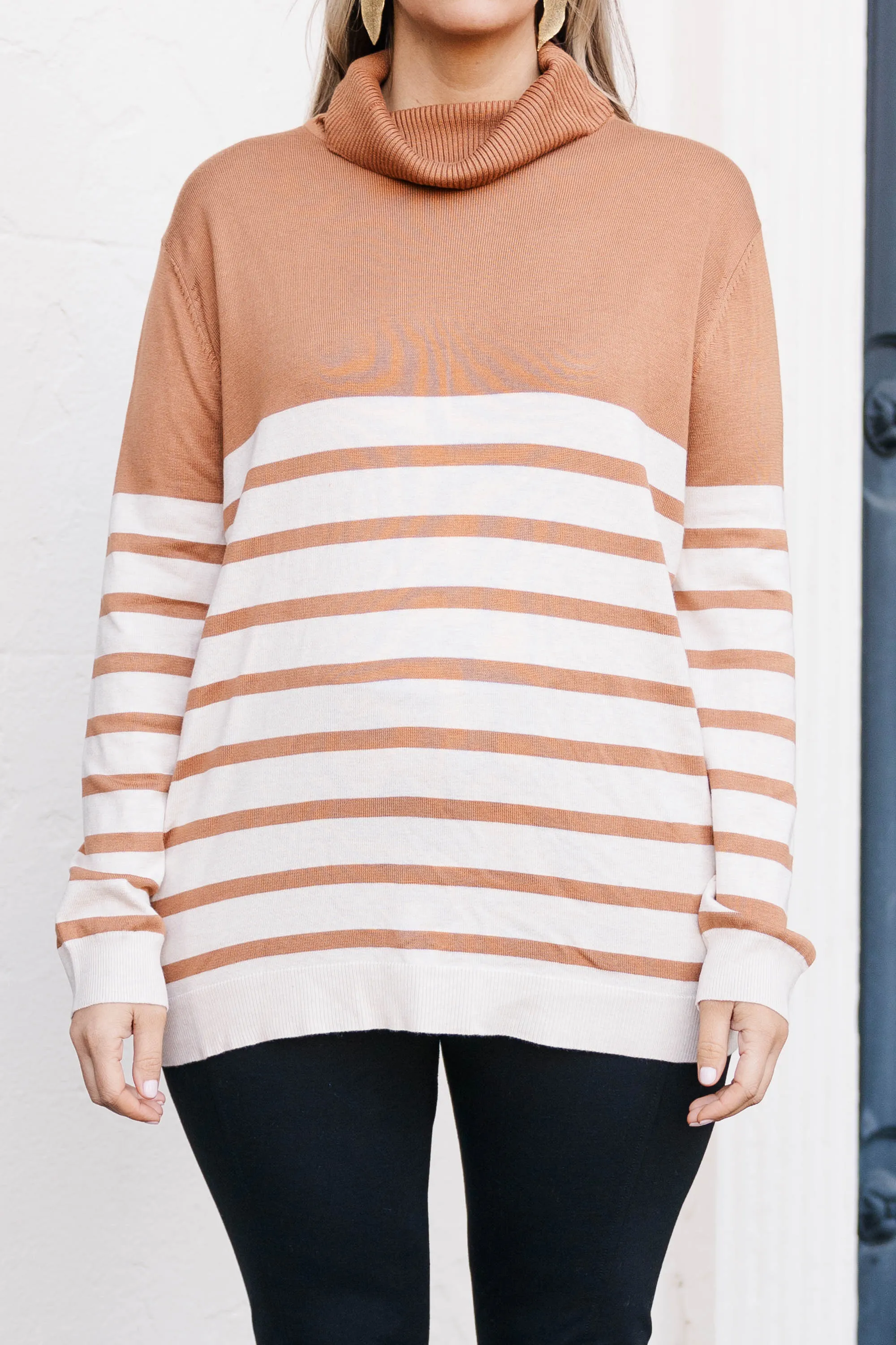 Chic Stripes Sweater, Copper