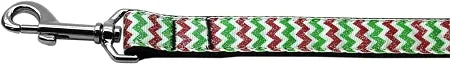 Christmas Sparkle Chevron Nylon Dog Leash 5-8 Inch Wide 6ft Long