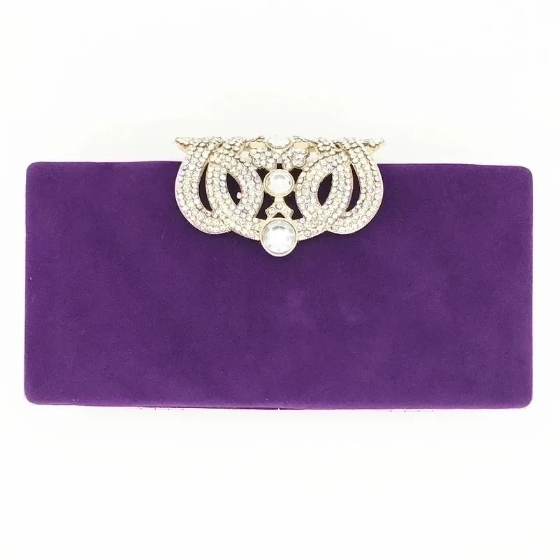 Clutch Bag Rhinestone Crown Dinner Bag Flannel Evening Bag