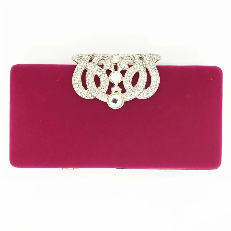 Clutch Bag Rhinestone Crown Dinner Bag Flannel Evening Bag