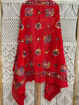 Cotton Multicolored Katch Work Dupatta