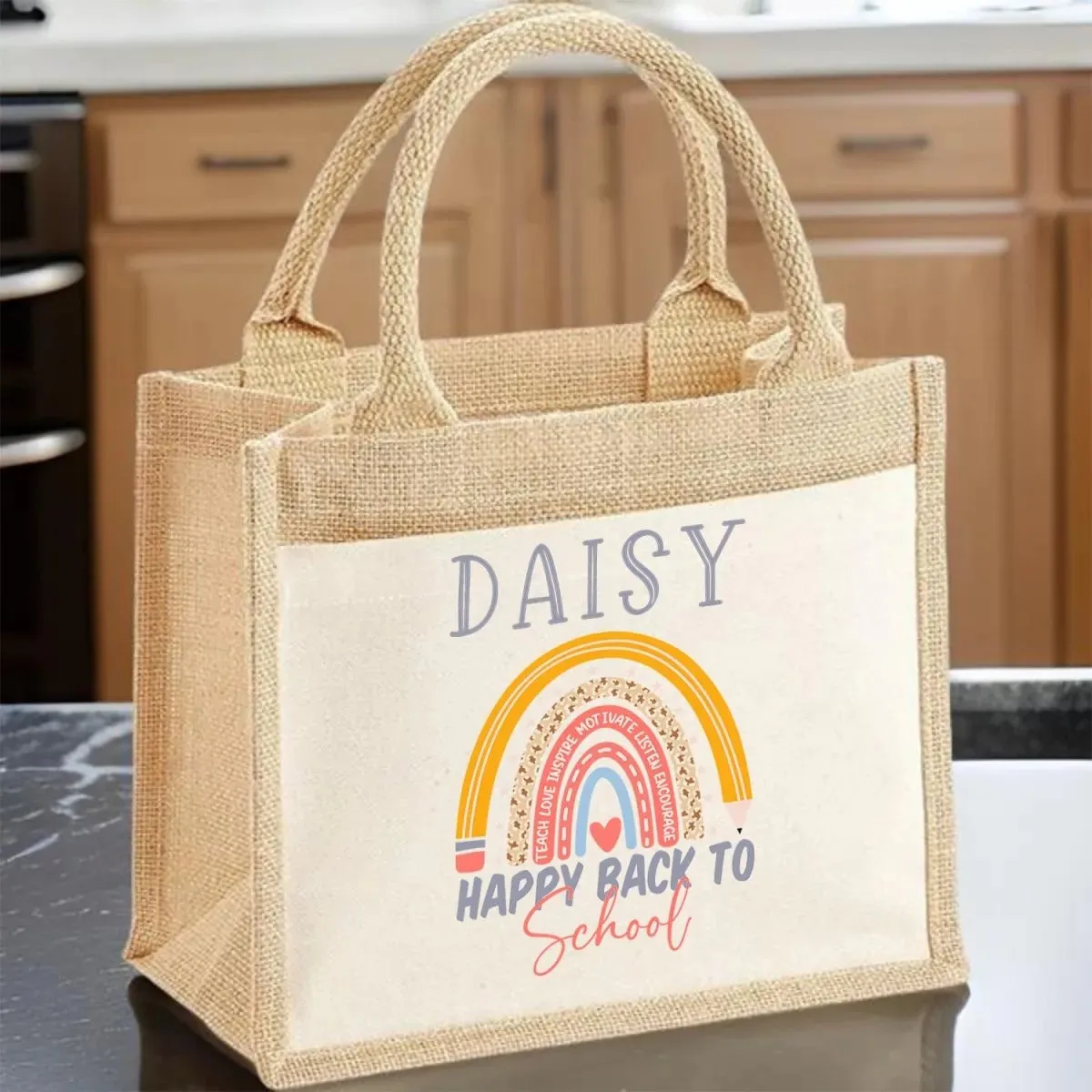 Customisable Rainbow Tote - First Day at School - Student Essential