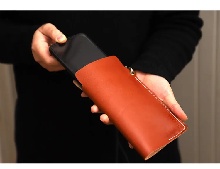 Cute Black LEATHER Phone Case WOMEN Phone BAG with Neck Strap Slim Phone Shoulder Purse FOR WOMEN