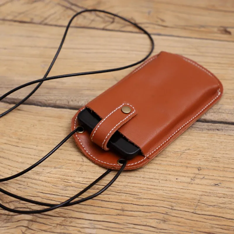 Cute Brown LEATHER Phone WOMEN SHOULDER BAG Slim Phone Crossbody Purse FOR WOMEN