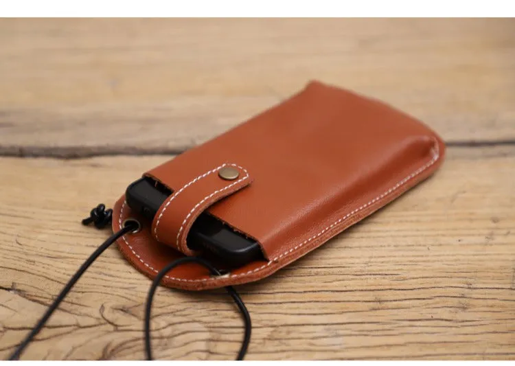 Cute Brown LEATHER Phone WOMEN SHOULDER BAG Slim Phone Crossbody Purse FOR WOMEN