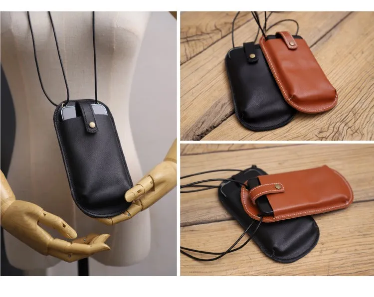 Cute Brown LEATHER Phone WOMEN SHOULDER BAG Slim Phone Crossbody Purse FOR WOMEN