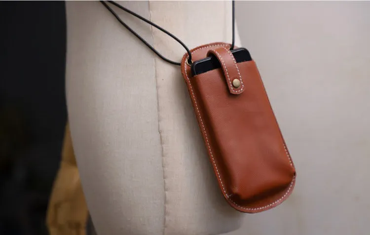 Cute Brown LEATHER Phone WOMEN SHOULDER BAG Slim Phone Crossbody Purse FOR WOMEN