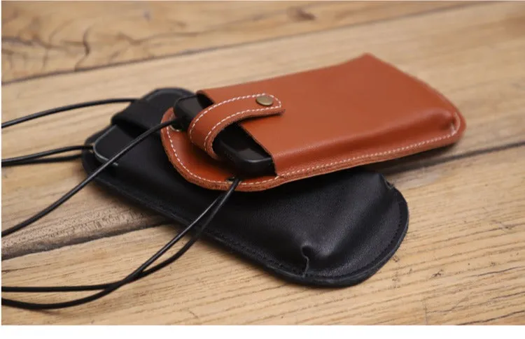 Cute Brown LEATHER Phone WOMEN SHOULDER BAG Slim Phone Crossbody Purse FOR WOMEN