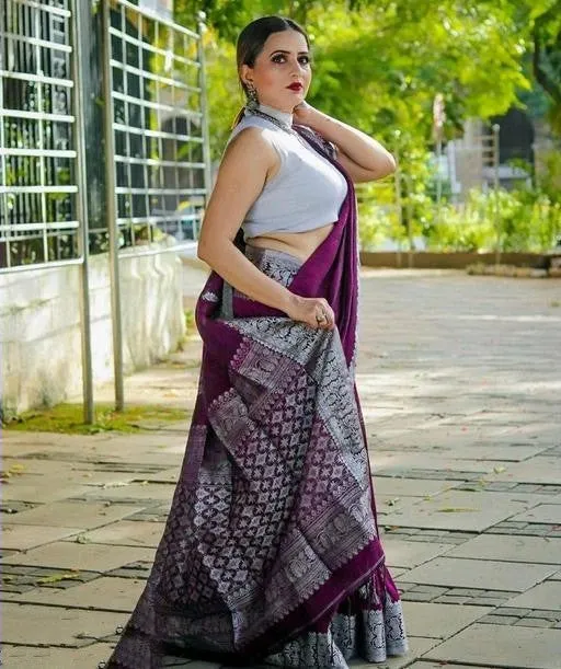 Dalliance Purple Soft Silk Saree With Sumptuous Blouse Piece