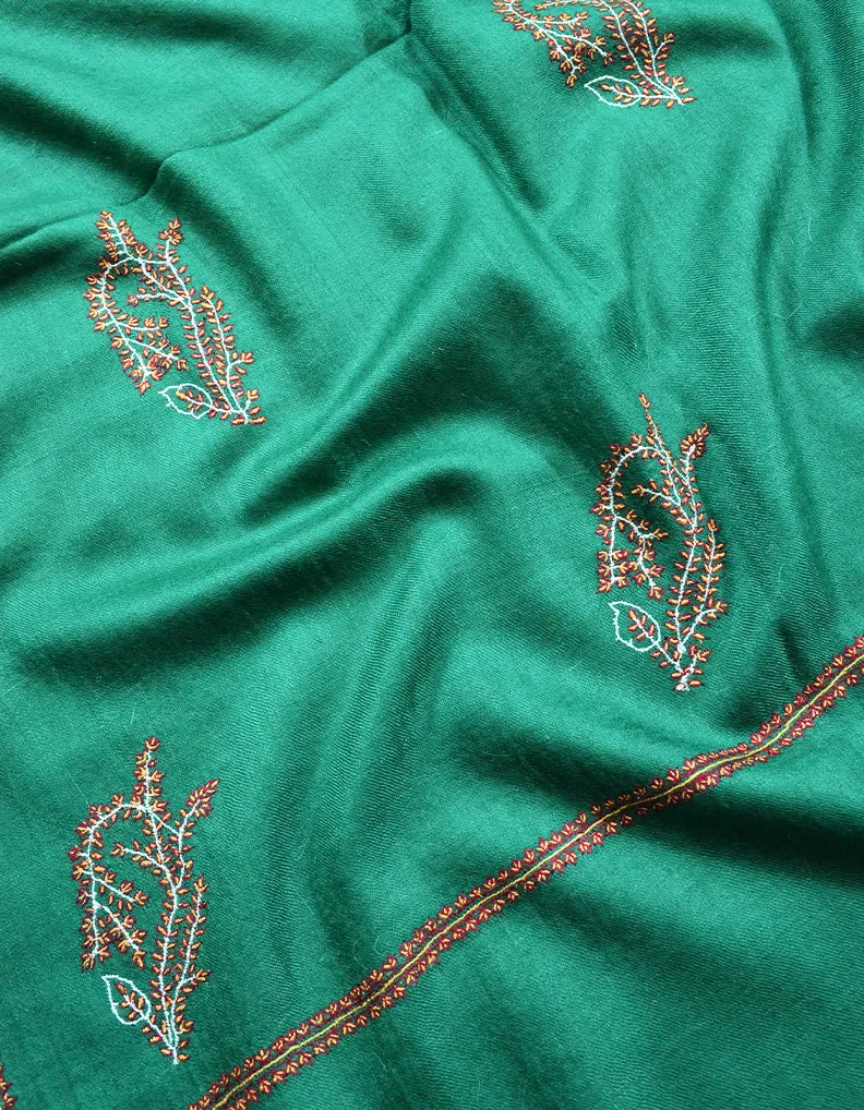 Dark Green Embroidery Pashmina Shawl 7114