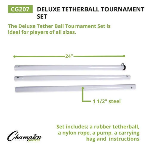 Deluxe Tetherball Tournament Set, Ball/24" Telescopic Poles/102" Cord/carry Case/pump/needle