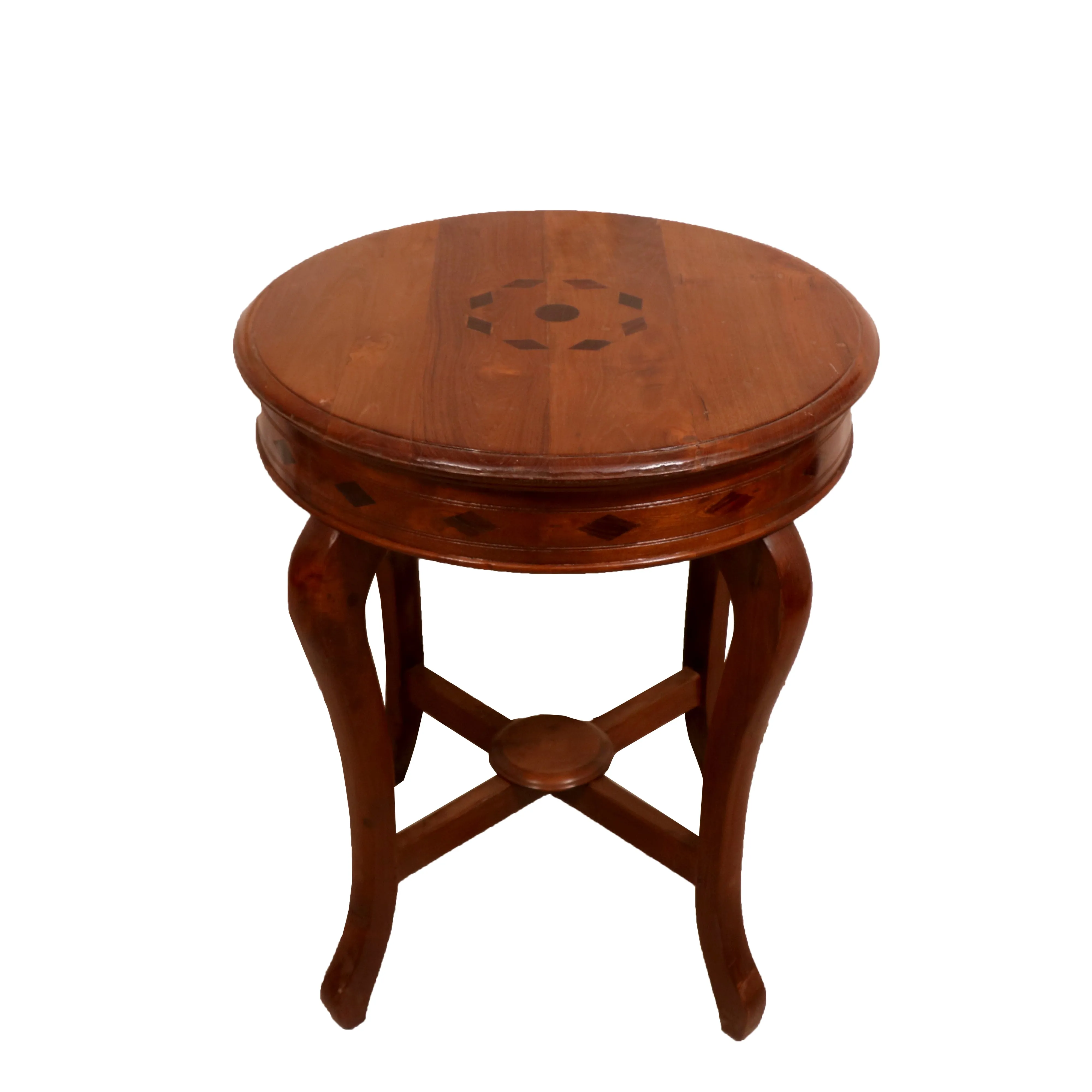 Diamond Inlay Top Round End Table