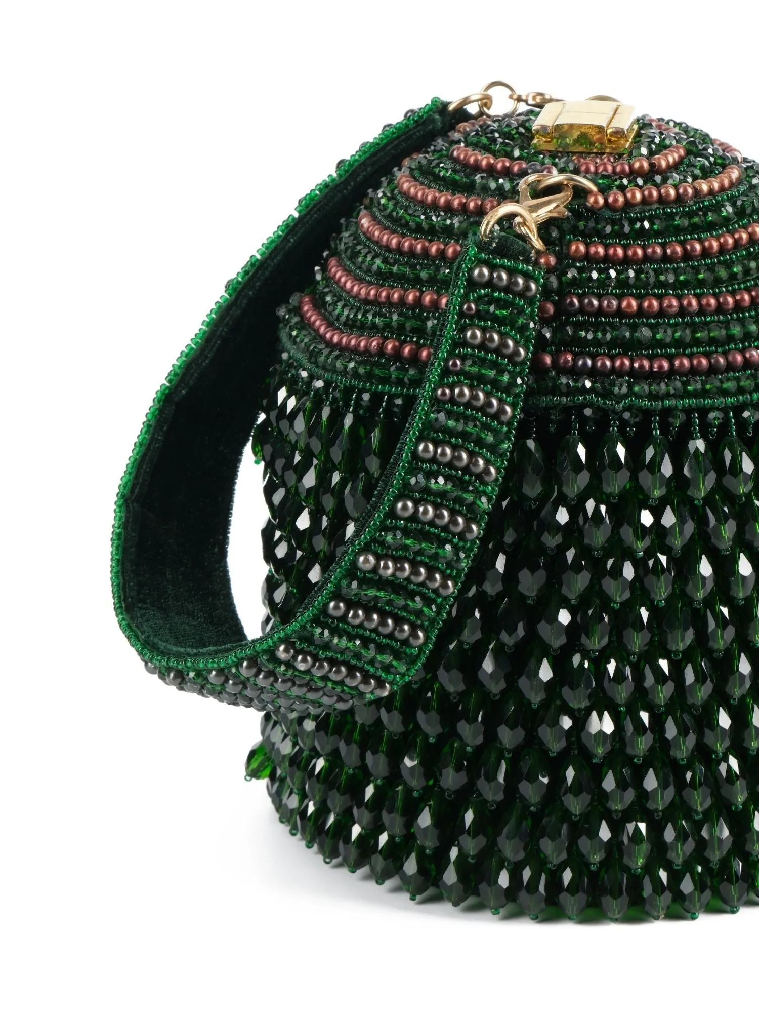 Diana Green Suede Embellished Bucket Bag