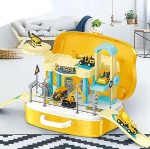 DIY Manual Parking Car Ramp Toy With Suitcase