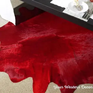 Dyed Red Cowhide Rug