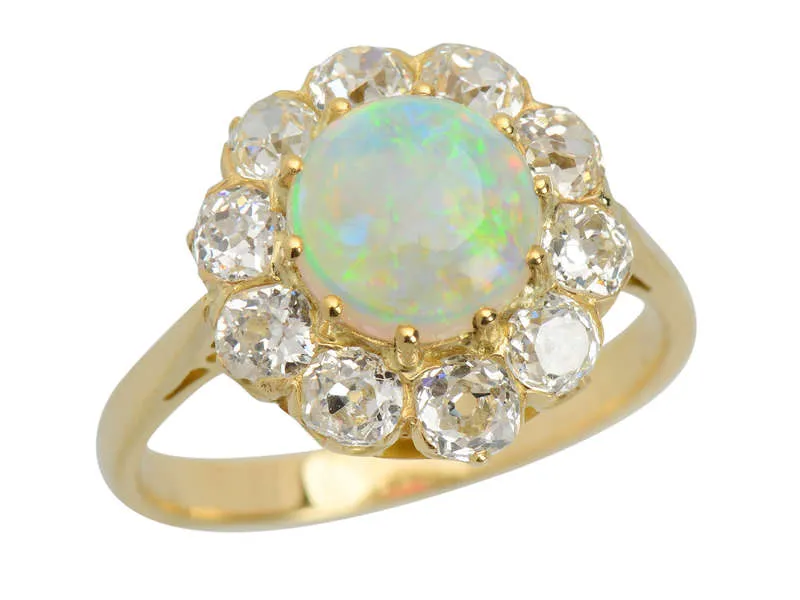 Edwardian Opulence - Opal Diamond Cluster Ring